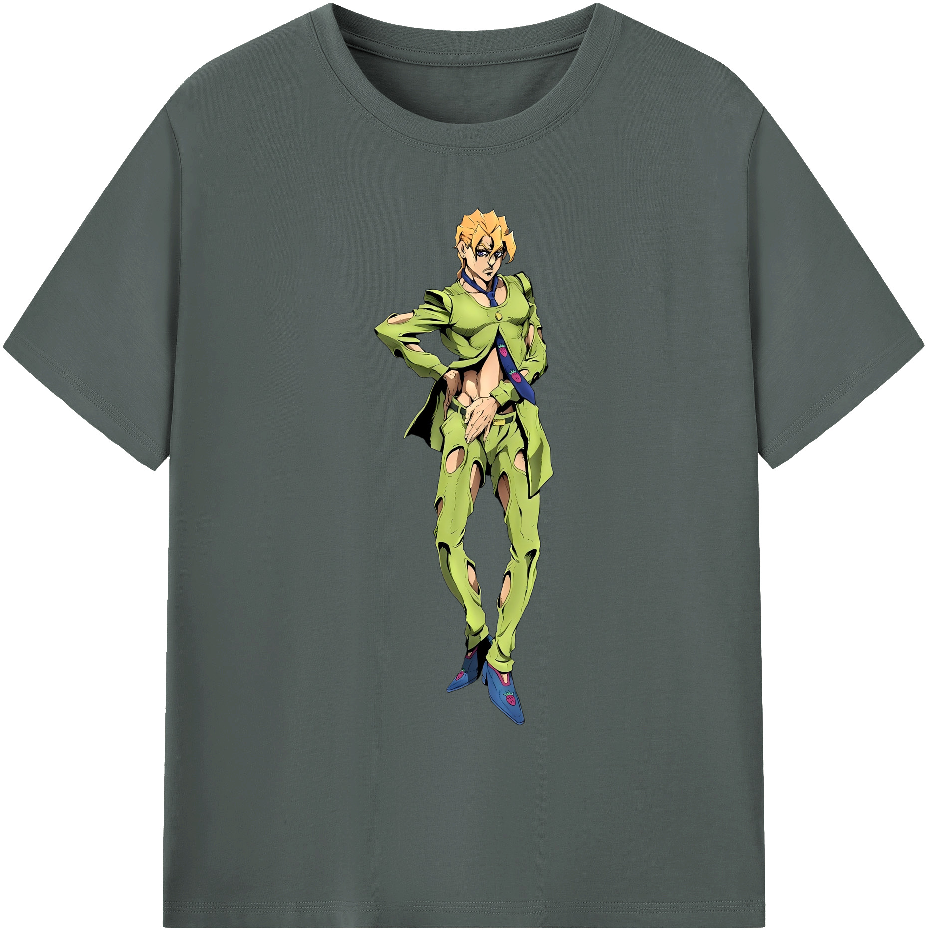 （画像用） ジョジョの奇妙な冒険 パンナコッタ?フー JoJo's Bizarre Adventure Pannacotta Fugo 綿100％ メンズ半袖Tシャツ｜肌触りやわらか＆通気性